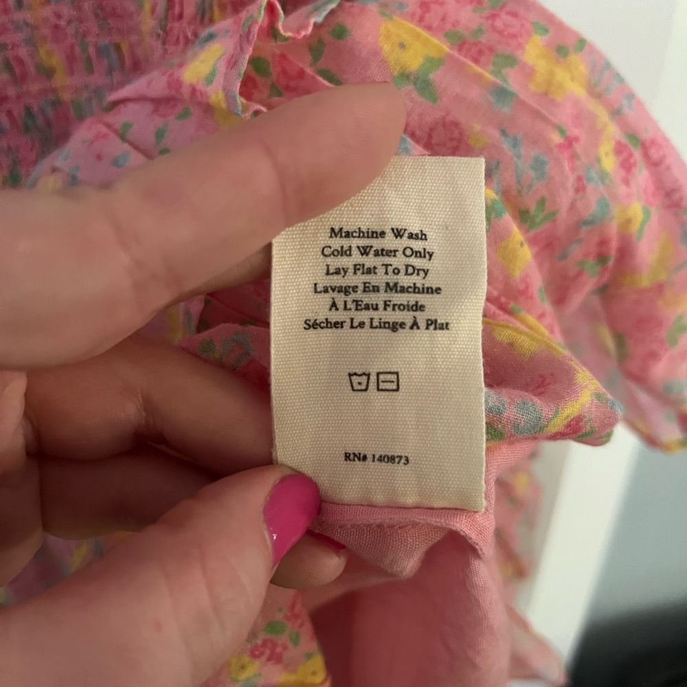 LoveShackFancy Audette Dress Melon Punch Size S Pink Ditsy Floral Spring Easter - Picture 12 of 12